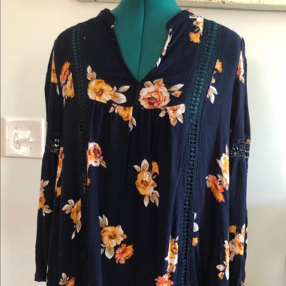 Blu Pepper Navy Floral Tunic